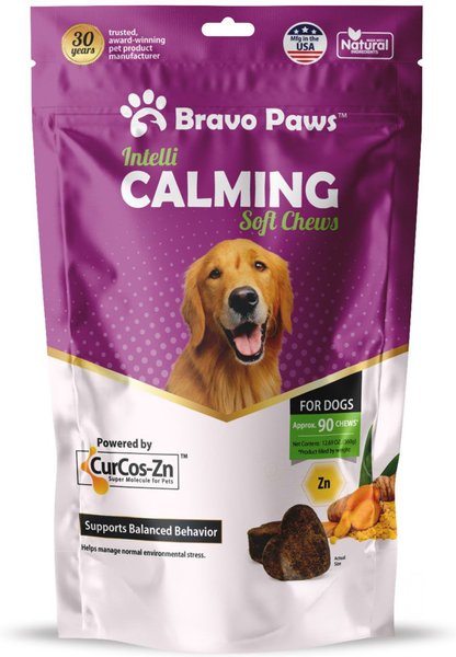 Bravo Paws Intelli Calming Dog Soft Chews Treats， 12.69-oz pouch， 90 count