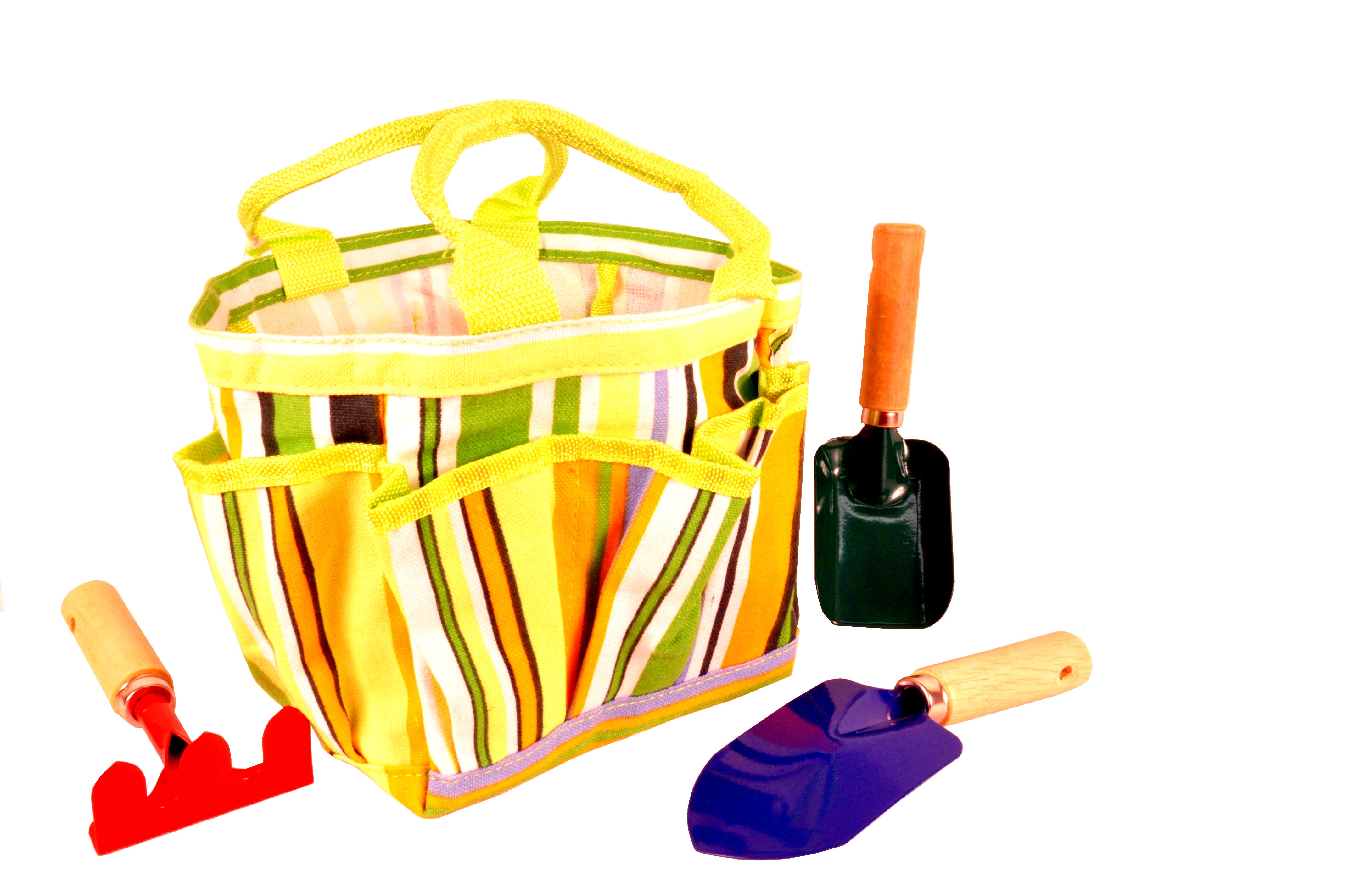 G & F 10012 JustForKids Kids Garden Tools Set - with Canvas Tote Hand, Rake, Shovel & Trowel