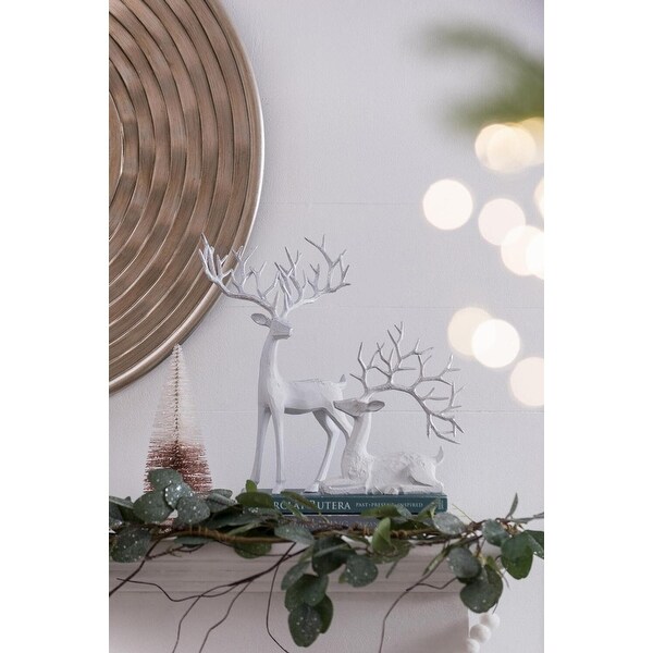 Seasonal Abode Carved Standing Deer with Silver Foil