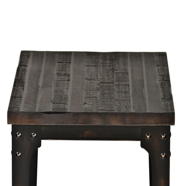 Grey Distressed Finish Square End Table Coffee Table