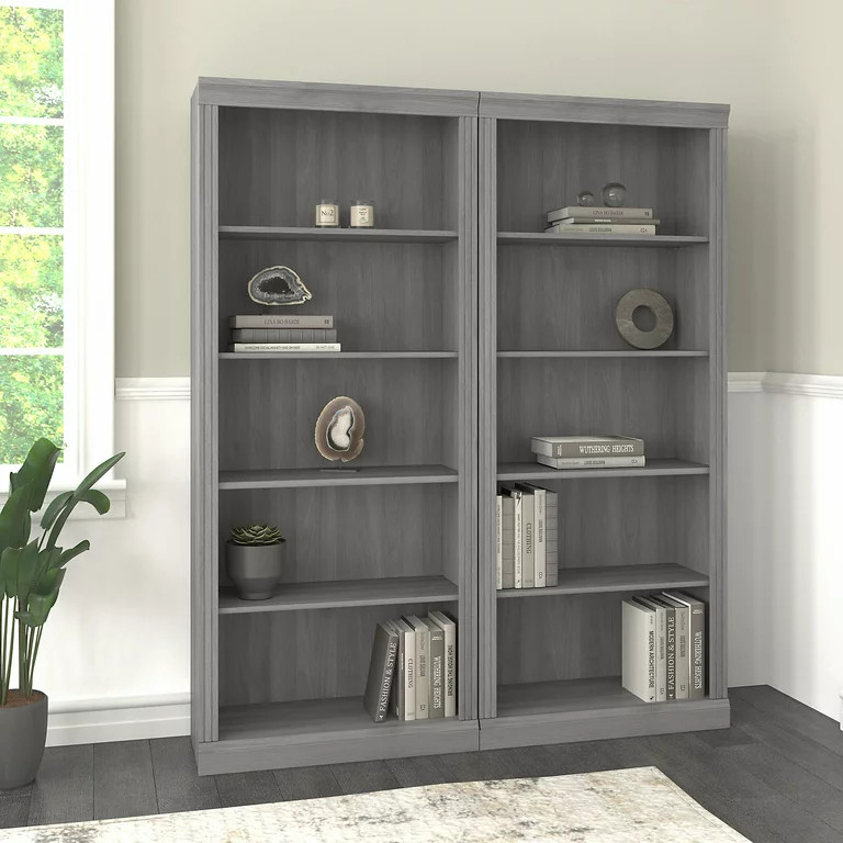 Set of 2 Traditional Bookcase  Adjustable  ampFixed Open Shelves   Transitional   Bookcases   by Decorn  Houzz