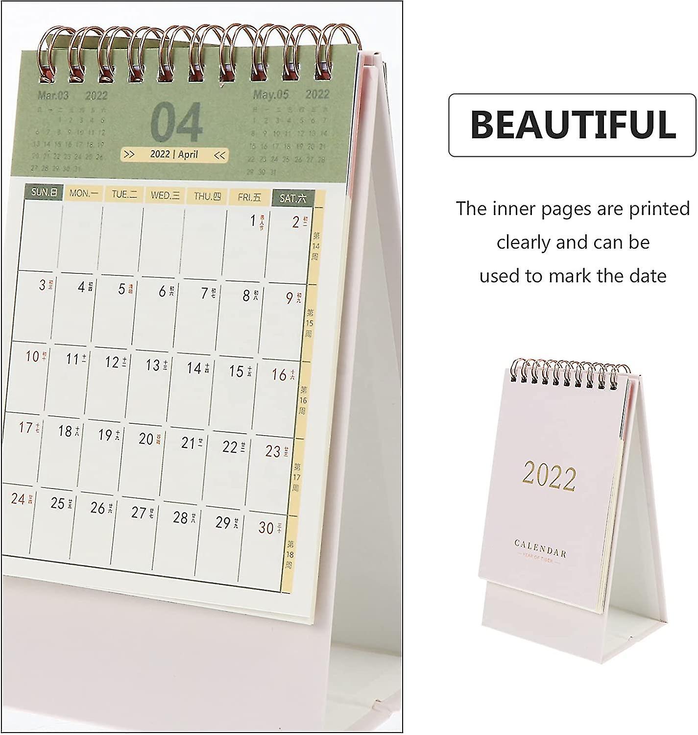 2021-2022 Desktop Calendar Mini Desktop Standing Flip Monthly Calendar Memo Book School， Home， Offic