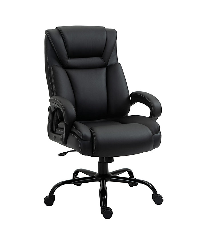 Vinsetto Big and Tall Executive Office Chair w  PU Leather Fabric Wheel Black