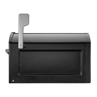 Architectural Mailboxes Centennial Black Extra Large Steel Post Mount Mailbox with Premium Silver Handle and Flag 950020B-10