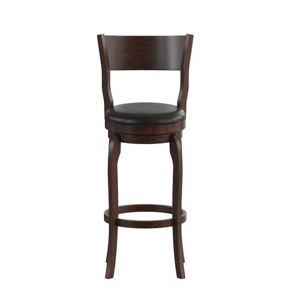 Classic Wooden Bar Stool with Bowed Frame and Upholstered Seat