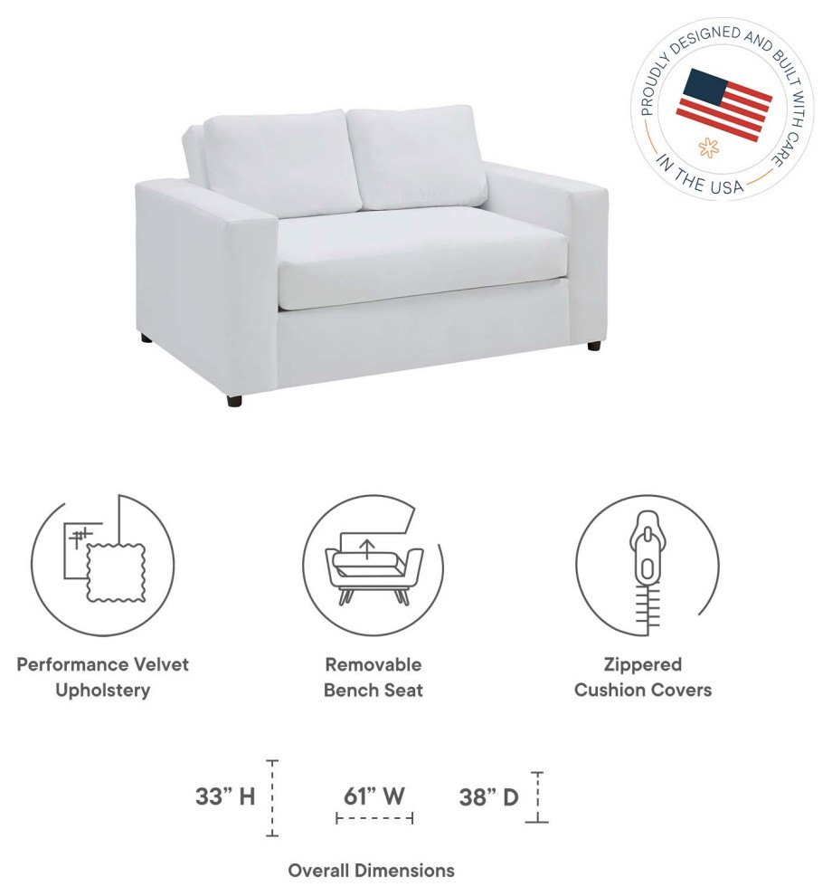 Avendale Velvet Loveseat  Dove White   Transitional   Loveseats   by First of a Kind USA Inc  Houzz