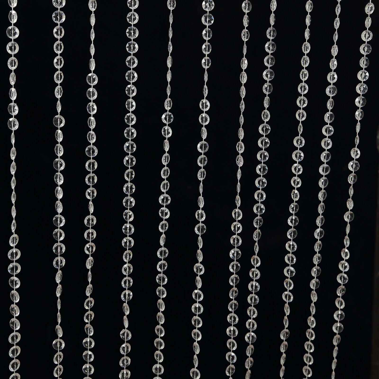 Acrylic Crystal Beaded Curtain with Polyester Rod Pocket, 43 Strands Room Divider Clear Diamond Cut Beads Doorway String Curtain - 5ftx16ft