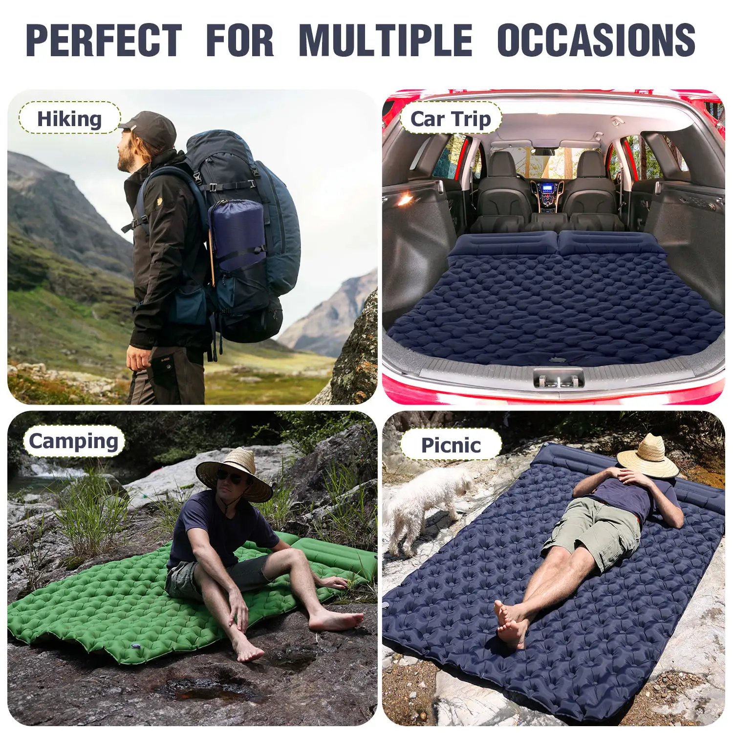 Hot Sale Ultralight Double Portable Adult foot inflatable Mattress Inflatable Camping Mat