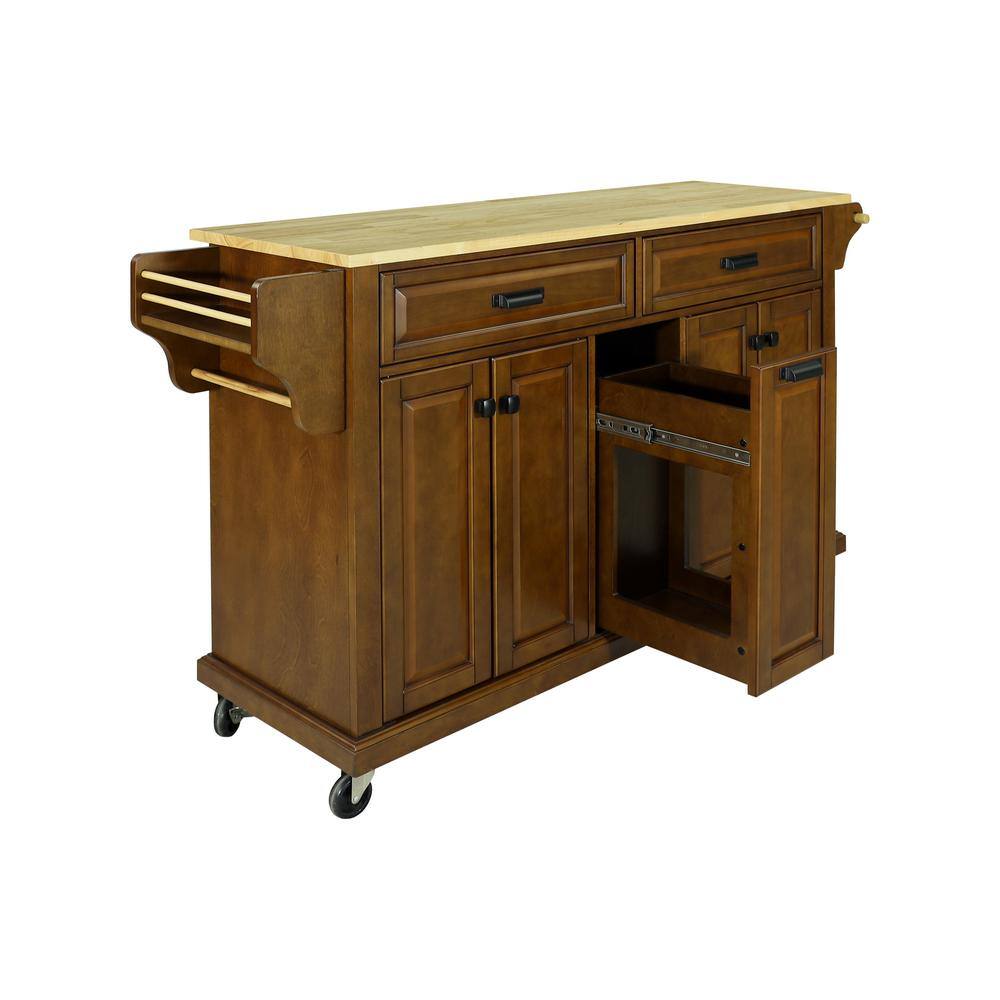 Mahogany Wood 60.50 in. Kitchen Island with Drawers and doors LN20232959