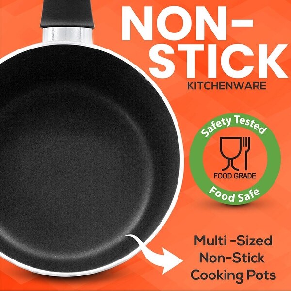 14 Piece Non-stick Kitchen Cookware Set， Brown|Blue