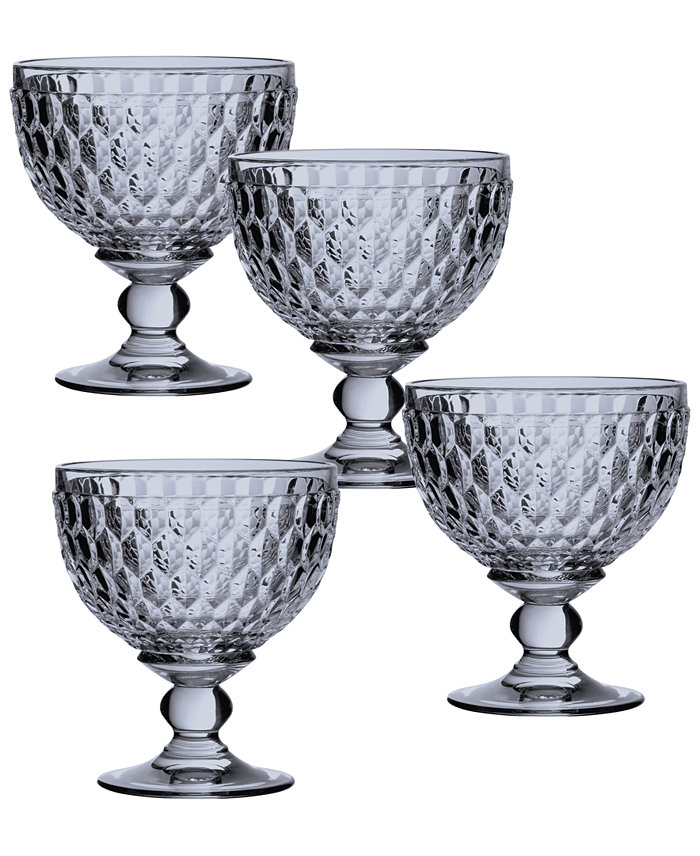 Villeroy and Boch Boston Crystal Dessert Bowl  Champagne Glass Set of 4