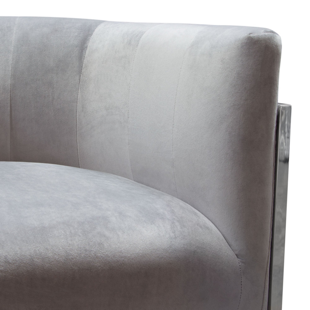 Pandora Accent Chair With Stainless Steel Frame  Gray Velvet   Contemporary   Armchairs And Accent Chairs   by AMOC  Houzz