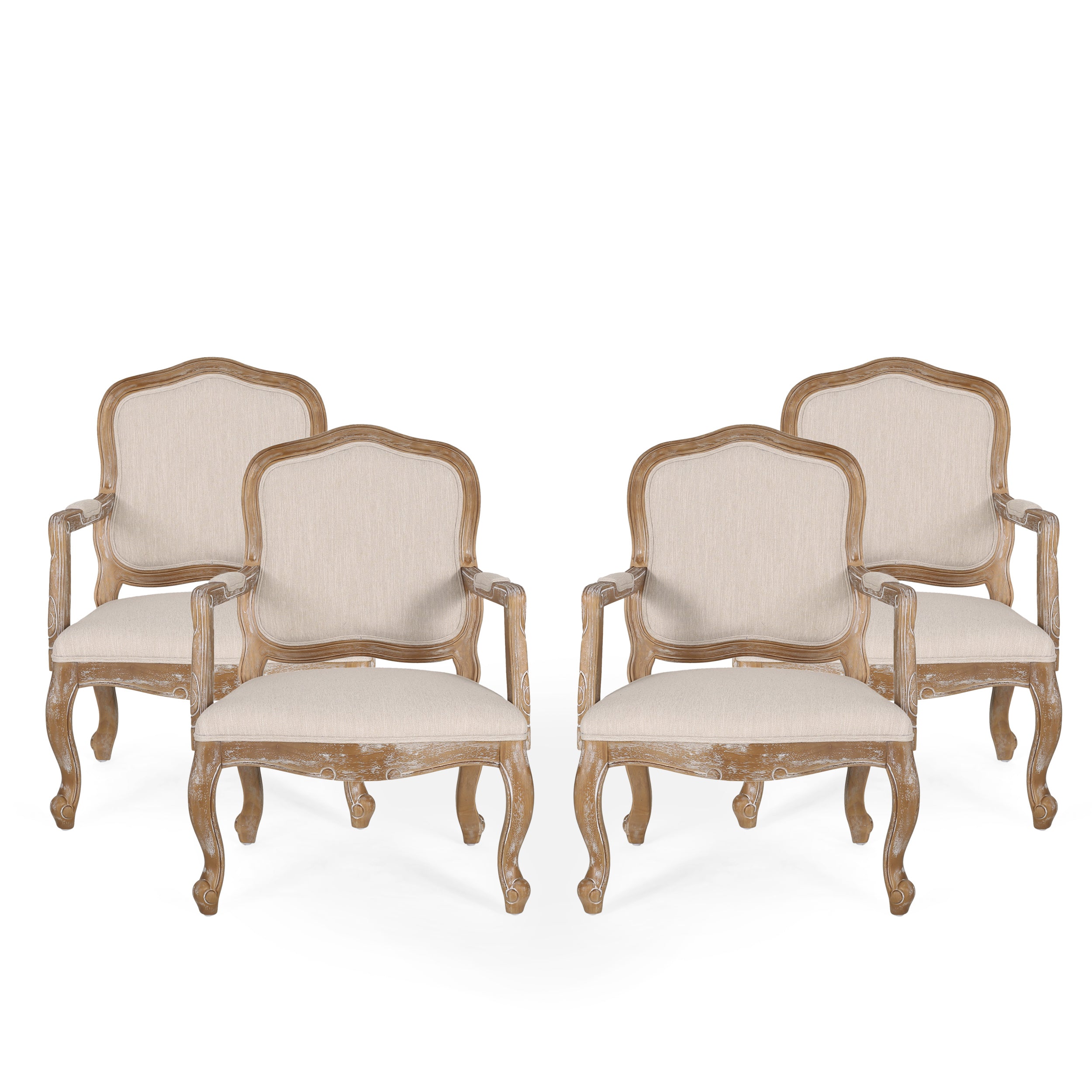 Stene French Country Wood Upholstered Dining Armchair