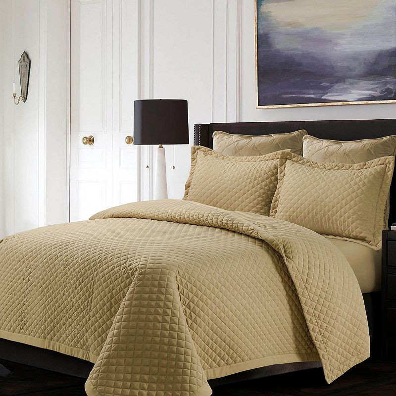 Tribeca Living Brisbane Solid Oversized Diamond Quilt Set