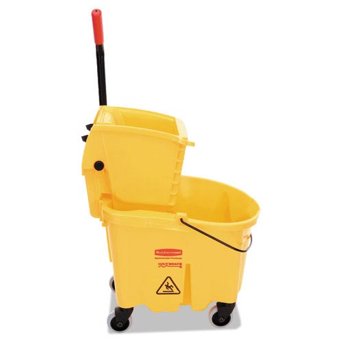 Rubbermaid Wavebrake 26 Quart Side Press Mop Bucket and Wringer Combo | Yellow | RCP748000YEL