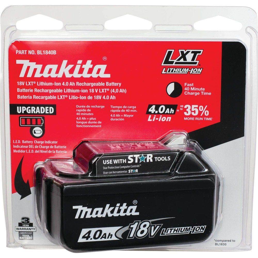 Makita 18V LXT Lithium-Ion 4.0 Ah Battery and Rapid Optimum Charger Starter Pack BL1840BDC2