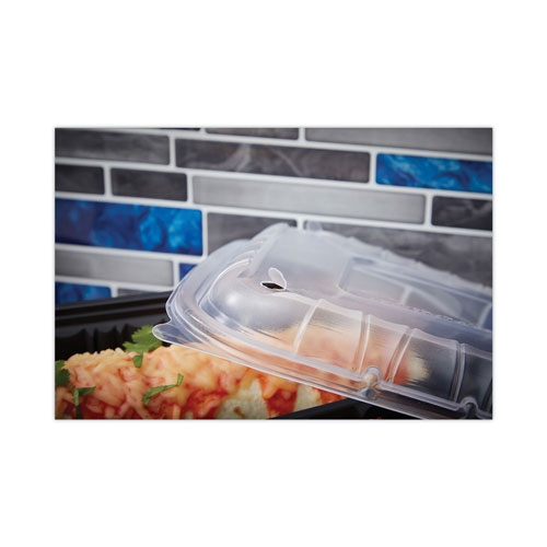 Pactiv EarthChoice Entree2Go Takeout Container Vented Lid | 8.67 x 5.75 x 0.98， Clear， 300