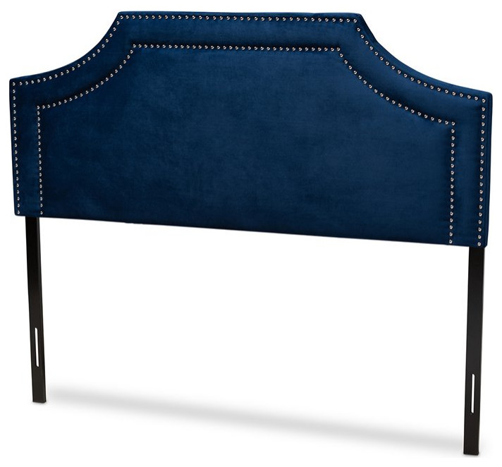 Baxton Studio Avignon Velvet and Wood Queen Headboard in Navy Blue   Transitional   Headboards   by Fratantoni Lifestyles  Houzz