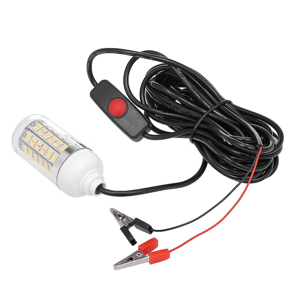 12v 15w Underwater Fishing Attract Light Led Lamp Fish Finding System Light With 30ft Power Cord And Battery Clip