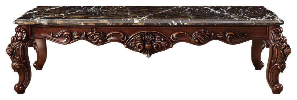 40 quotDark Brown And Merlot Genuine Marble Rectangular Coffee Table   Victorian   Coffee Tables   by HomeRoots  Houzz