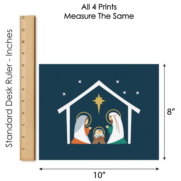 Big Dot Of Happiness Holy Nativity Unframed Manger Scene Religious Christmas Linen Paper Wall Art Set Of 4 Artisms 8 X 10 Inches