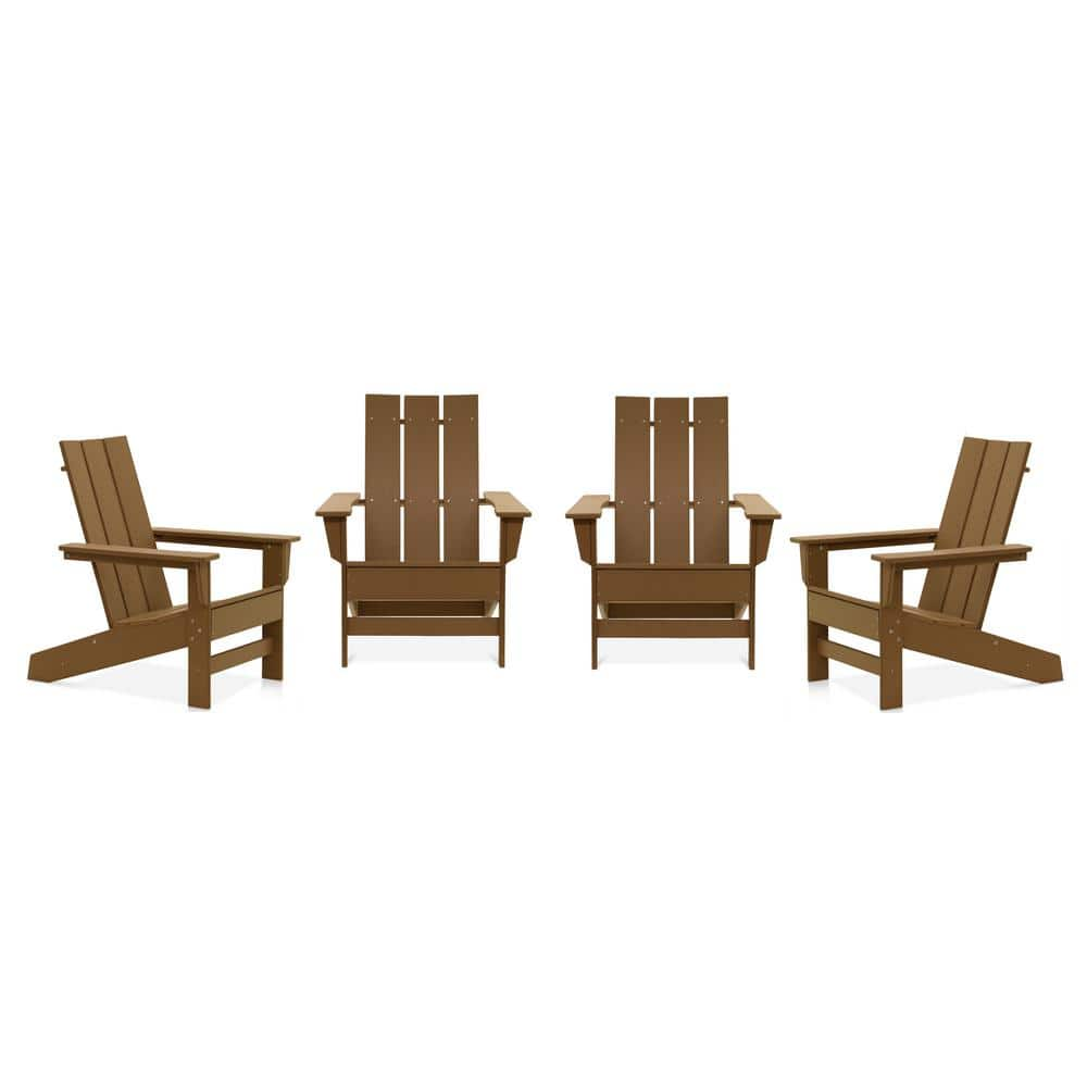 DUROGREEN Aria Teak Recycled Plastic Modern Adirondack Chair (4-Pack) AAC35294PKTE