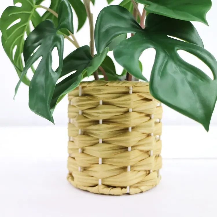 46cm high 13lvs faux monstera deliciosa plants with pot wholesale