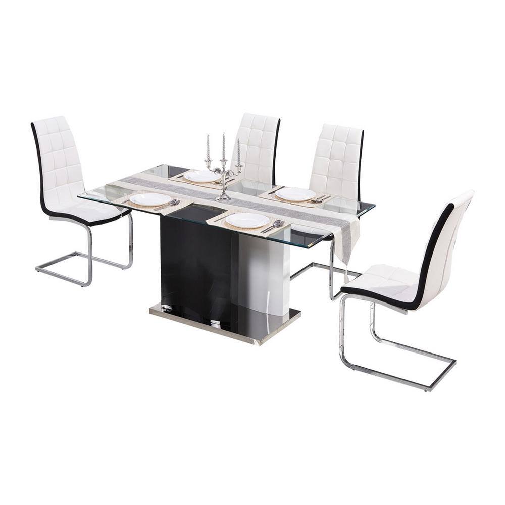 Best Master Furniture Veta 5-Piece White Rectangular Dining Set ME02W5