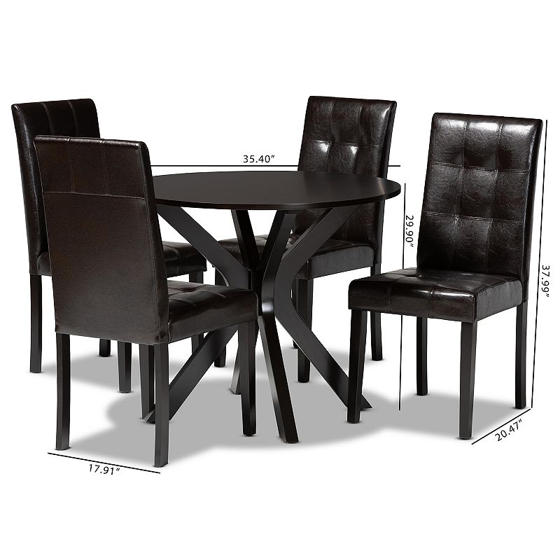 Baxton Studio Marie Dining Table and Chair 5-piece Set