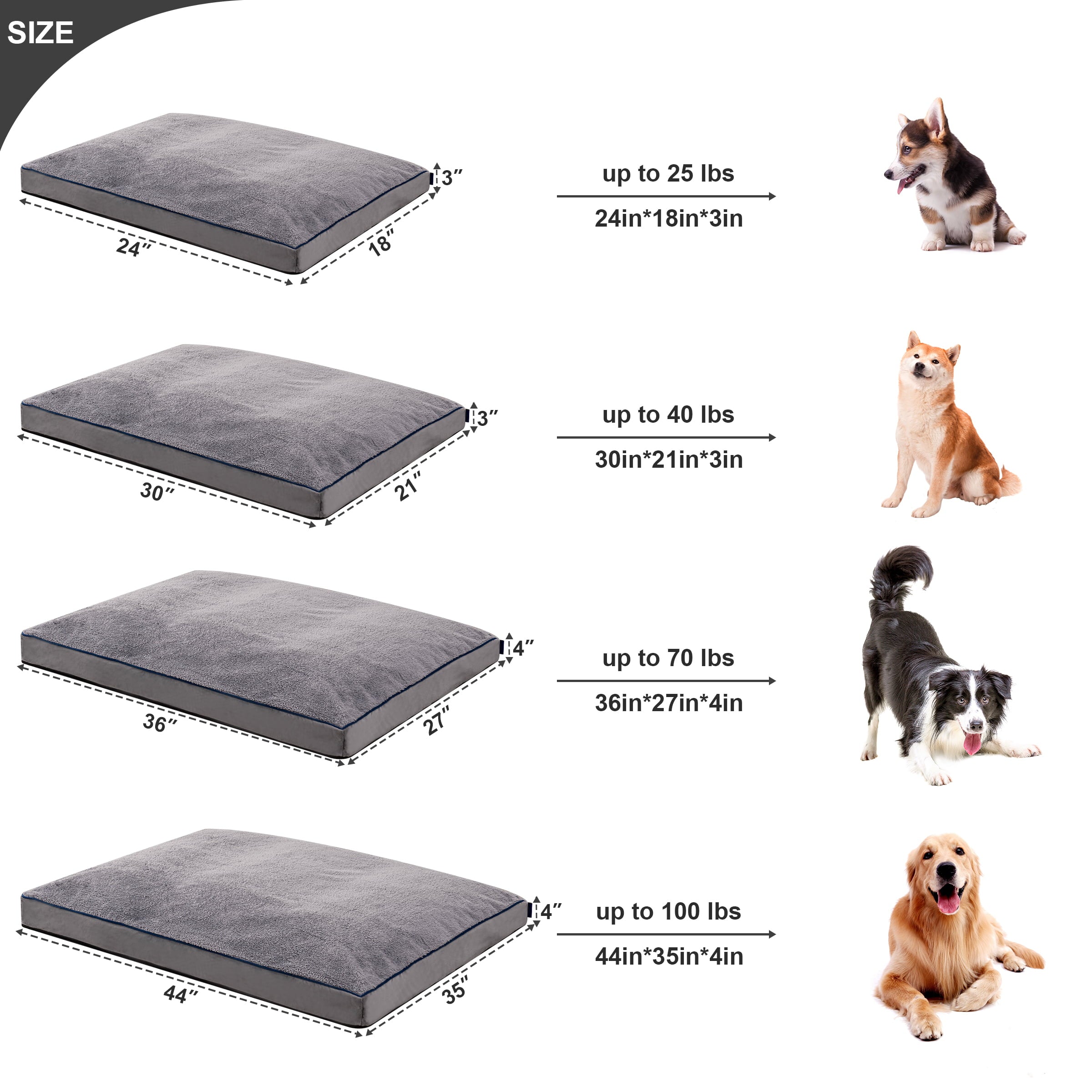 Subrtex Dog Bed for Large, Medium and Small Dogs with Removable Washable Cover (44