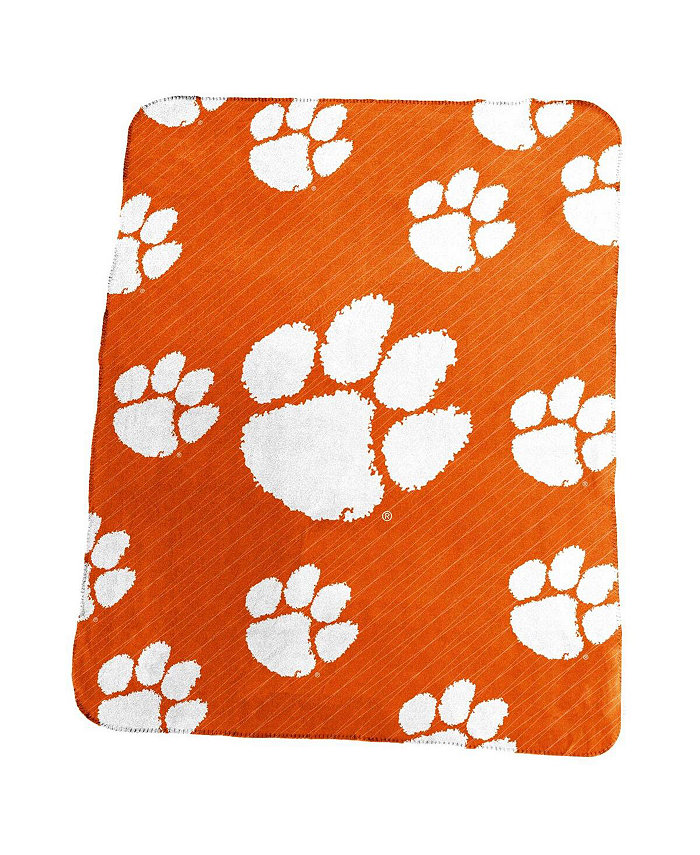 Logo Brands Clemson Tigers 50 x 60 Repeating Logo Classic Plush Throw Blanket