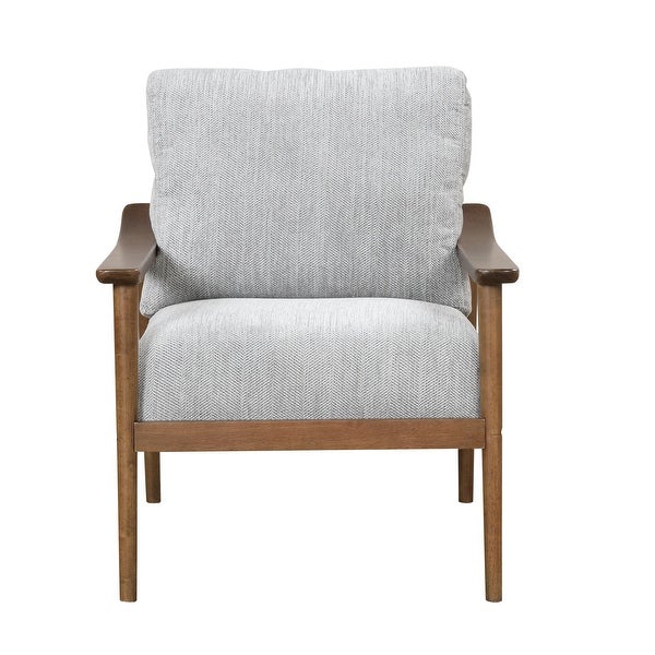 Mid Century Modern Chair with Solid Wood Frame，Arm Chair with Vertical Slatted Back，Thick Pad Upholstered Accent Chair