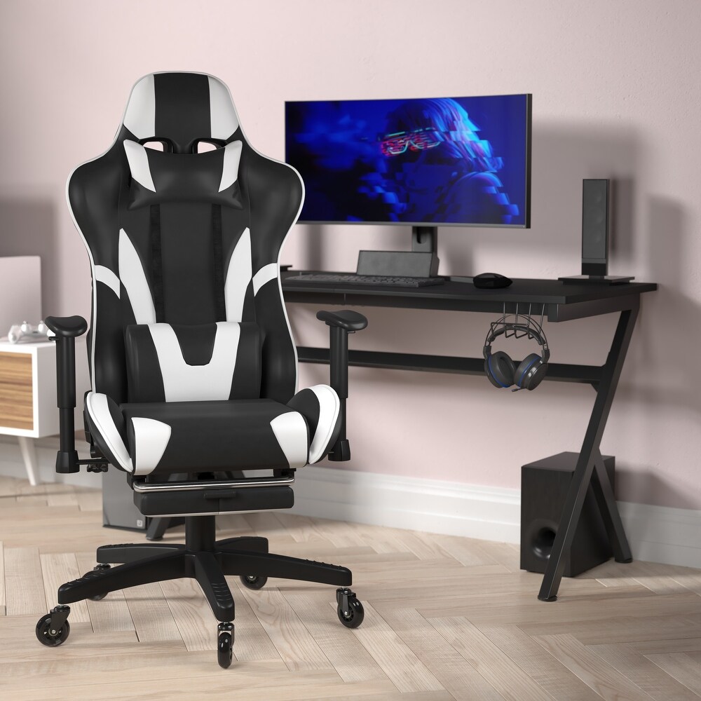 Gaming Chair with Roller Wheels  Reclining Arms  Footrest