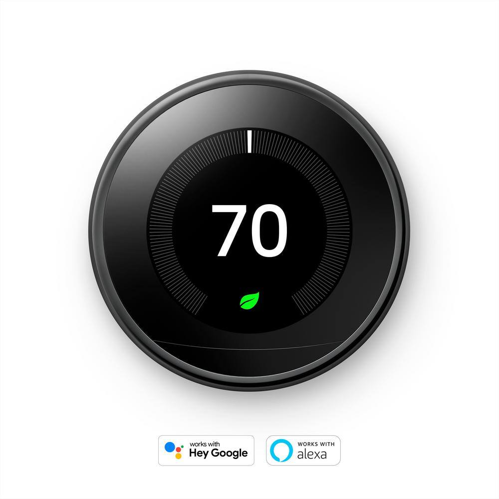 Google Nest Learning Thermostat - Smart Wi-Fi Thermostat - Mirror Black T3018US