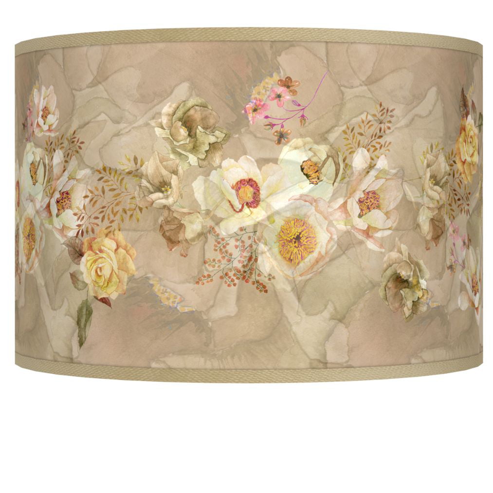 Giclee Glow Drum Print Lamp Shade Floral Spray Small 12