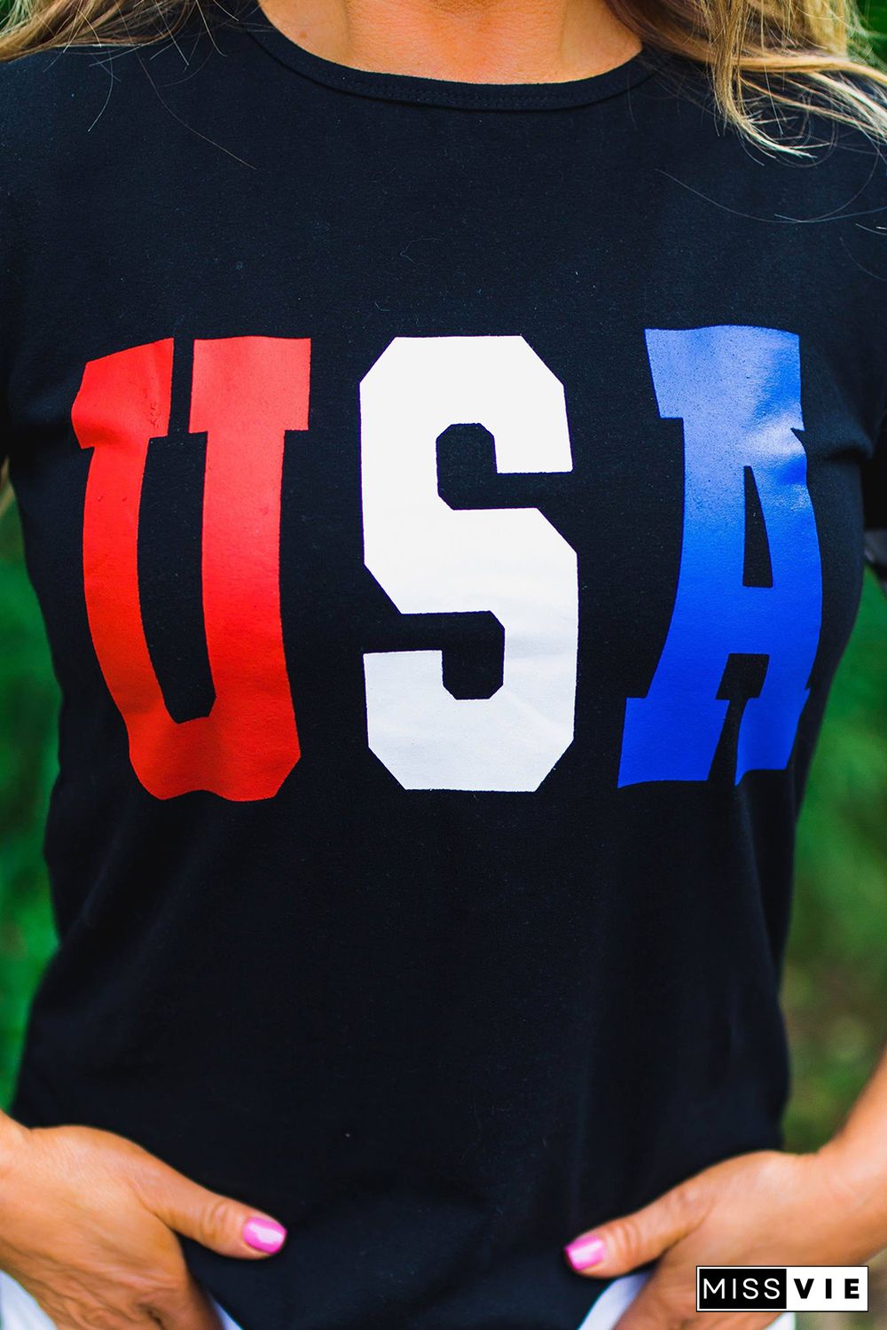 USA Graphic Tie Front Tee