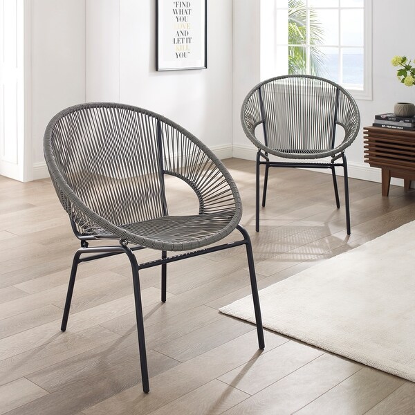 Corvus Sarcelles Woven Wicker Indoor/Outdoor Bistro Chairs (Set of 2)