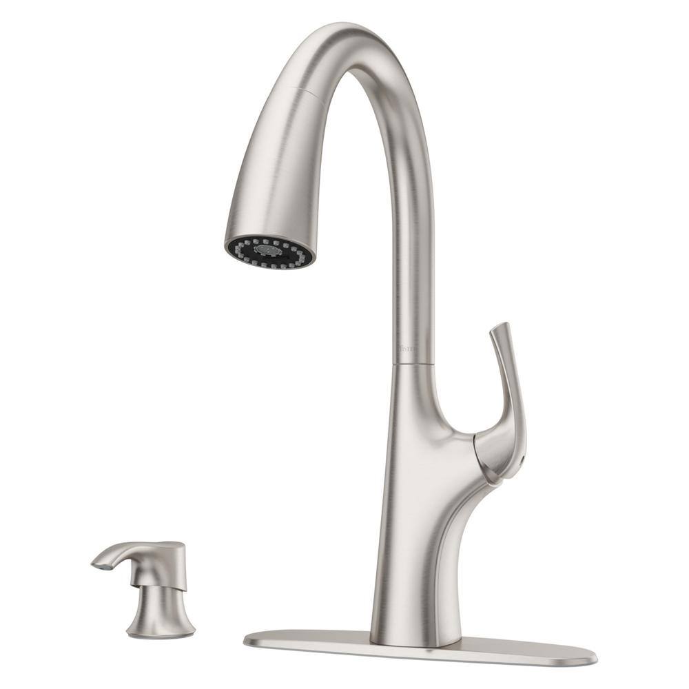 Pfister Ladera Single-Handle Pull Down Sprayer Kitchen Faucet with Soap Dispenser in Spot Defense Stainless Steel F-529-7LRRGS