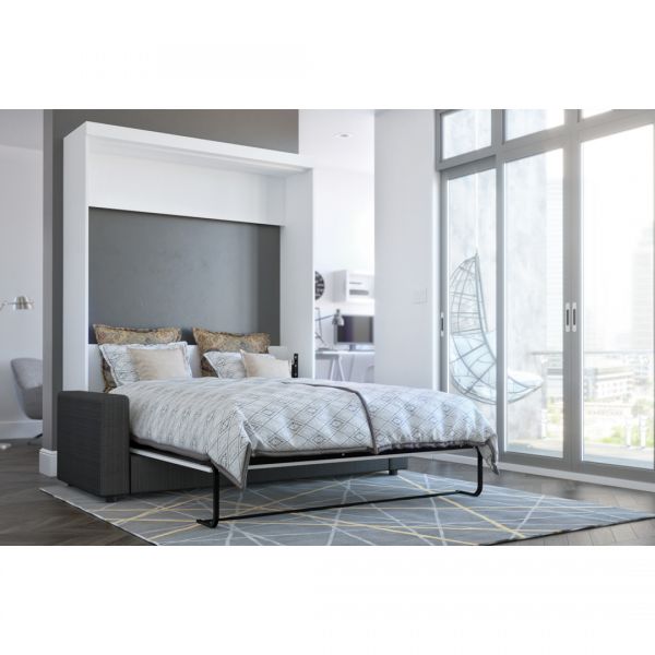 Bestar Nebula 2-Piece Queen Wall Bed and Sofa Set - White and Grey