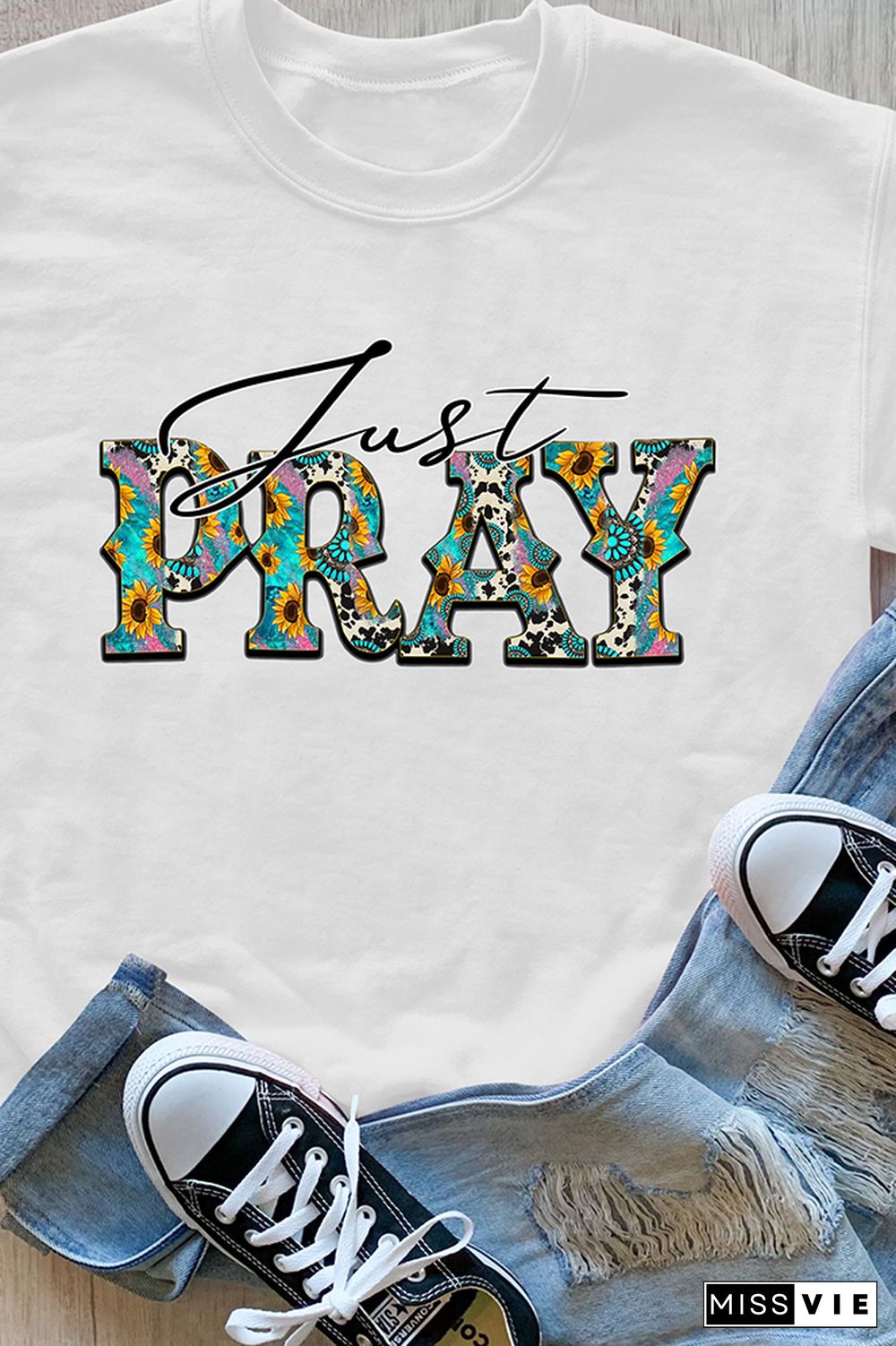 Just Pray Print Pullover Longsleeve Sweatshirt Wholesale