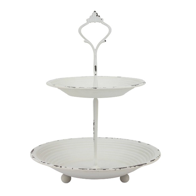 2 tier Tray Rustic White Stonebriar Collection