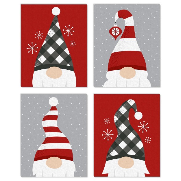 Big Dot Of Happiness Christmas Gnomes Unframed Holiday Linen Paper Wall Art Set Of 4 Artisms 8 X 10 Inches