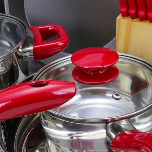 22 Piece Cookware Complete Kitchen Set in Ruby