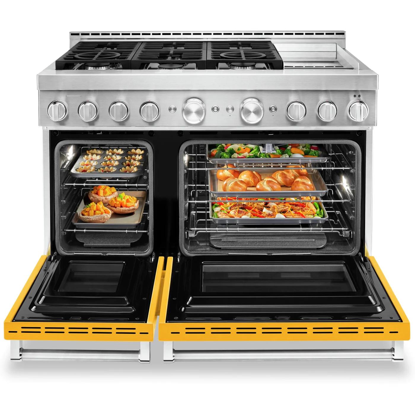 KitchenAid 48-inch Freestanding Dual Fuel Range with Even-Heat? True Convection KFDC558JYP