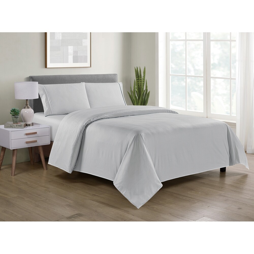 Rayon from Bamboo 4 Piece Luxury Chevron Embossed Sheet Set