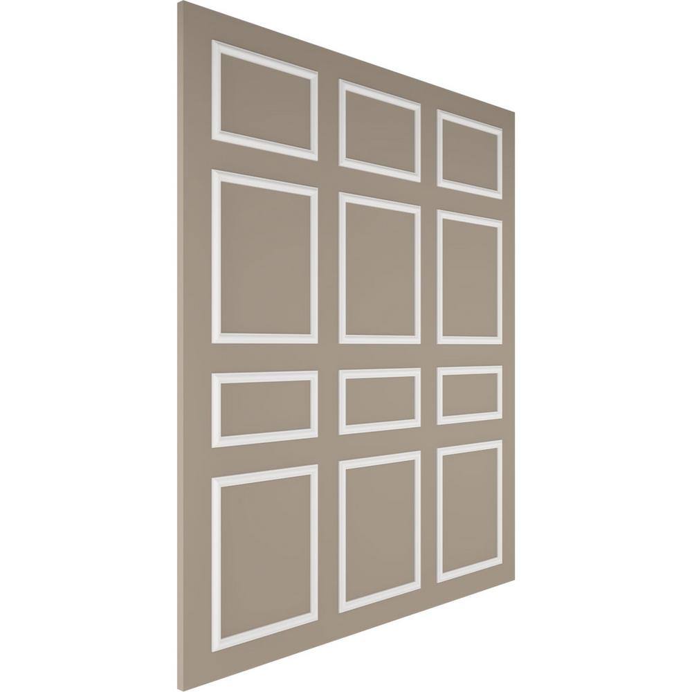 Ekena Millwork 94 12 in. (Adjustable 108 in. to 132 in.) 70 sq. ft. Polyurethane Ashford Square Full Wall Wainscot Kit Primed WPKUFW013P108