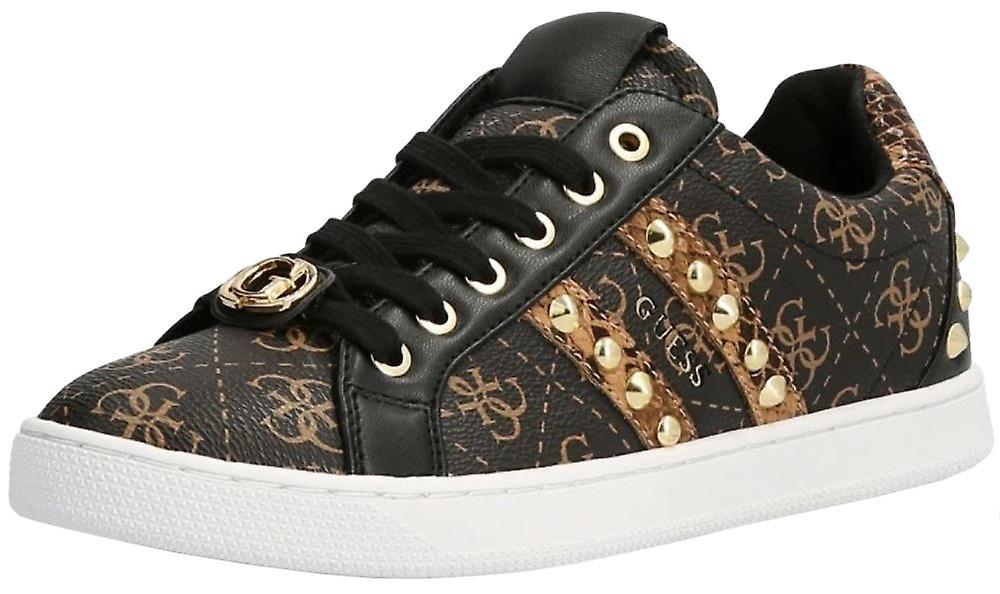 Guess Rassta Brown Gold Womens Leather Trainers