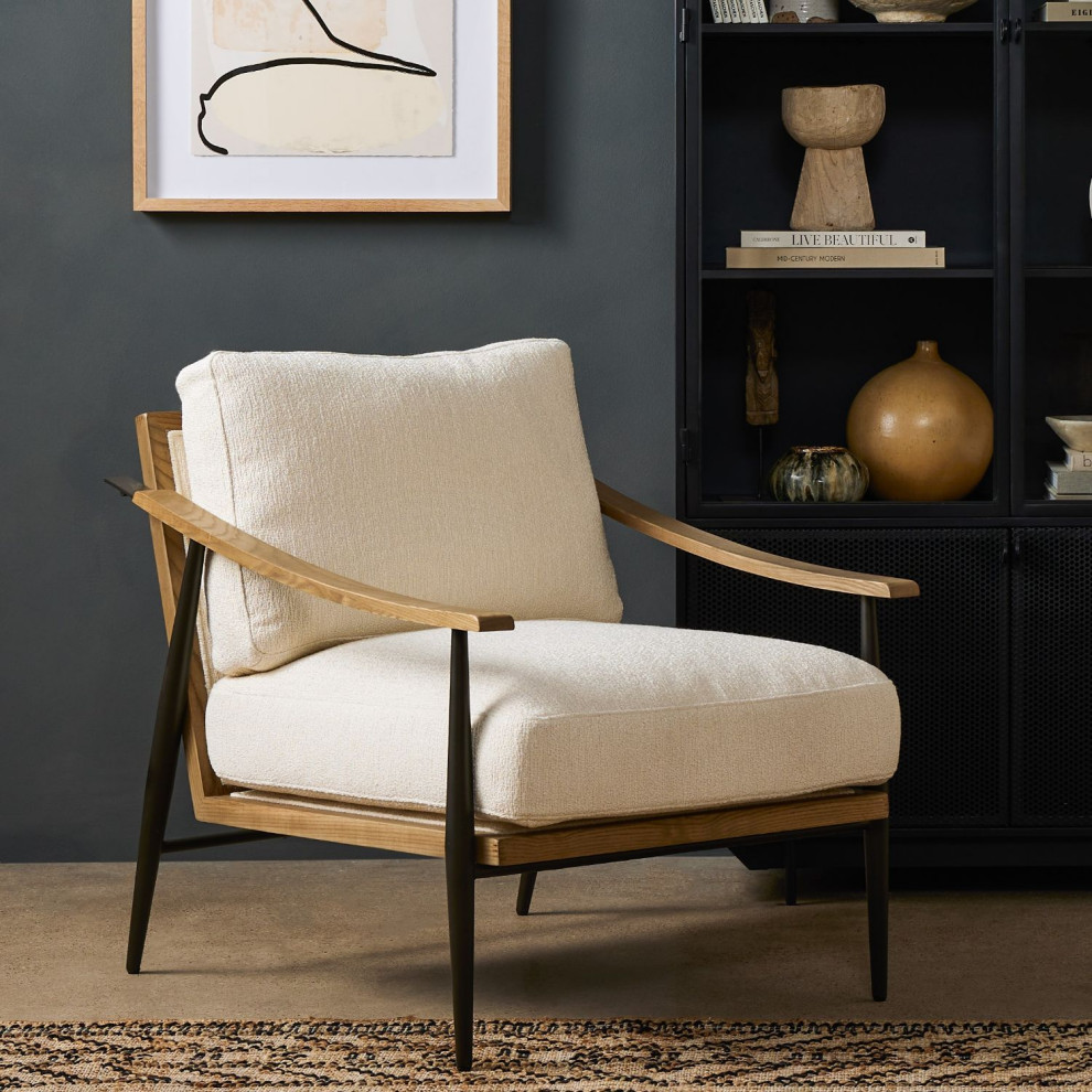 Kennedy Kerbey Ivory Chair   Midcentury   Armchairs And Accent Chairs   by Zin Home  Houzz