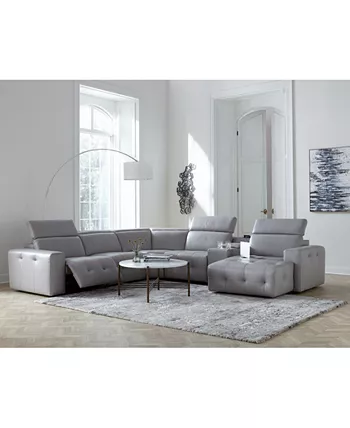 Furniture CLOSEOUT! Haigan 3-Pc. Leather Chaise Sectional Sofa with 2 Power Recliners