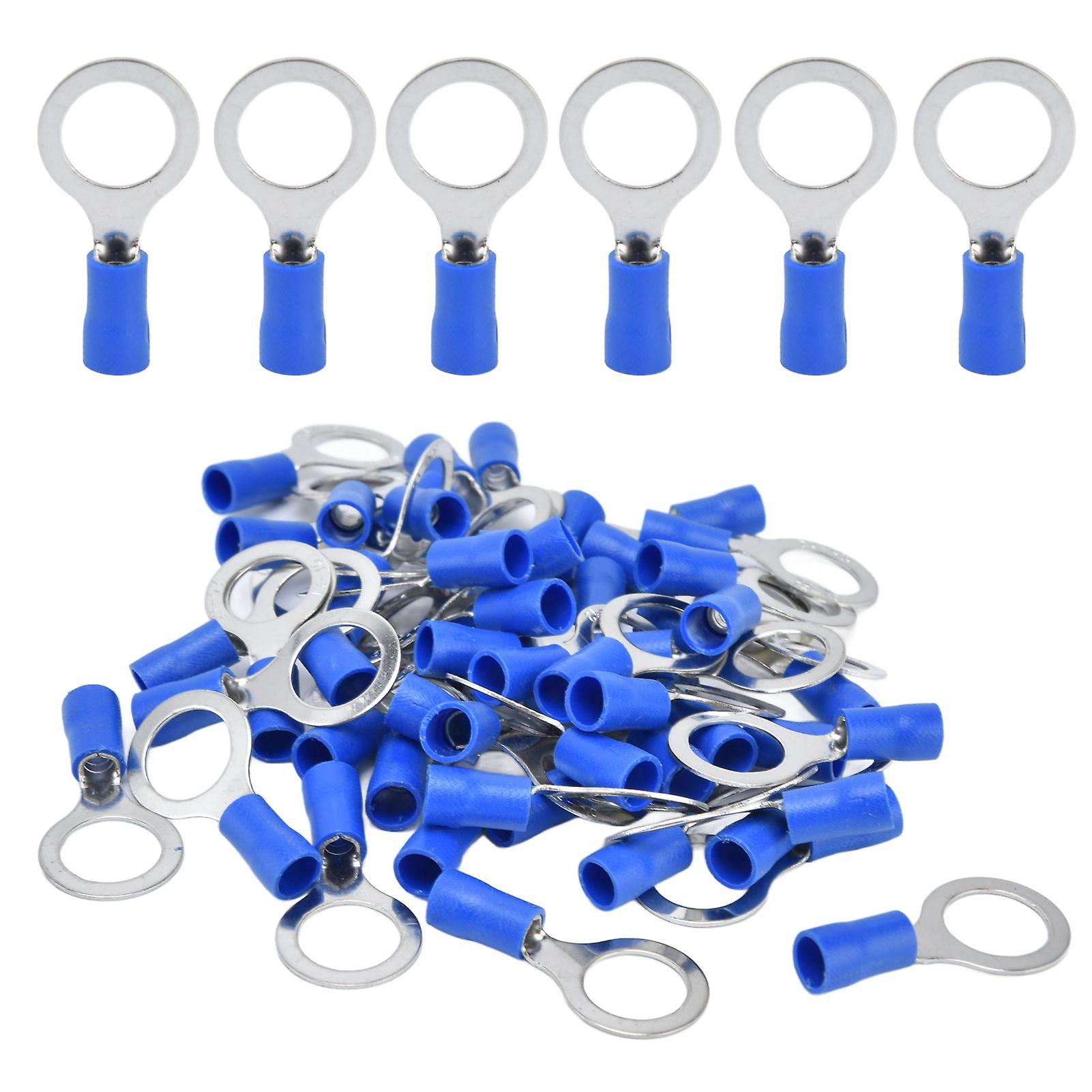 50pcs Insulated Ring Terminals Electrical Wire Crimp Connectors Copper Awg1210 Rv5.5-12